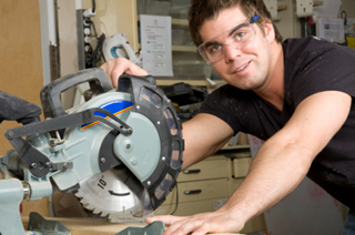 Carpenter using Prescription Safety Glasses